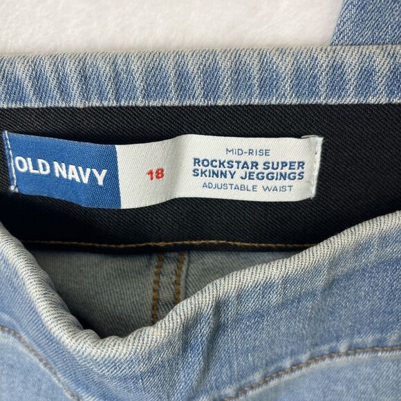 Old Navy Rockstar Super Skinny Jeggings Elastic Waist Blue Pull On Size 18 - Picture 2 of 7